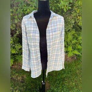 Croft & Barrow Blue and White Plaid Button Down Shirt